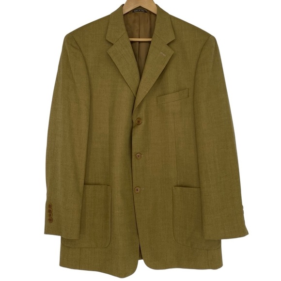 Vtg Stewart Hall Golden Wheat 3 button Men's Italian Made Suit Jacket size 42L - Picture 1 of 11